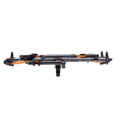 Kuat NV 2.0 1 Bike Add-On Hitch Rack in Gray Metallic/Orange Anodize front view arms down