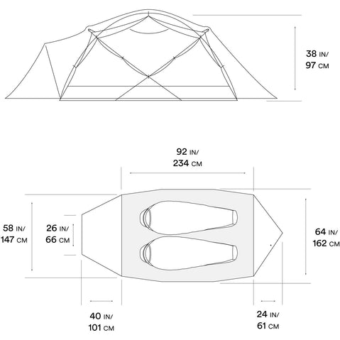 Mountain Hardwear Trango 2-Person Mountaineering Tent in Alpine Red diagram