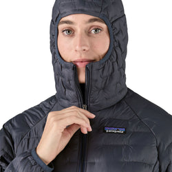 Patagonia Women's Micro Puff Hoody in Smolder Blue model zip