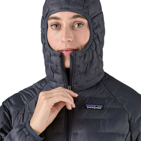 Patagonia Women's Micro Puff Hoody in Smolder Blue model zip