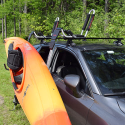 Malone Telos XL Multi-Rack Adapter with kayak loaded side view