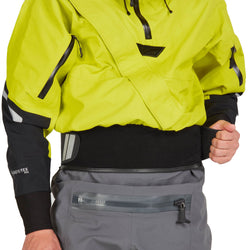 NRS Men's Navigator GORE-TEX Pro Semi-Dry Suit in Chartreuse model waist