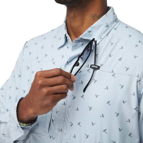 NRS Men's Drifter Long Sleeve Shirt in Daybreak model detail