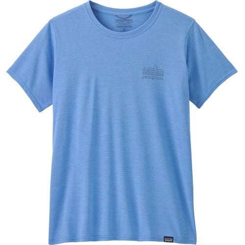 Patagonia Women's Cap Cool Daily Graphic Short Sleeve Shirt in Strataspire: Abundant Blue X-Dye front