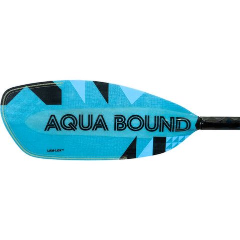 Aqua-Bound Aerial Major Fiberglass Versa-Lok Straight Shaft 2-Piece Kayak Paddle in Blue left balde frontside