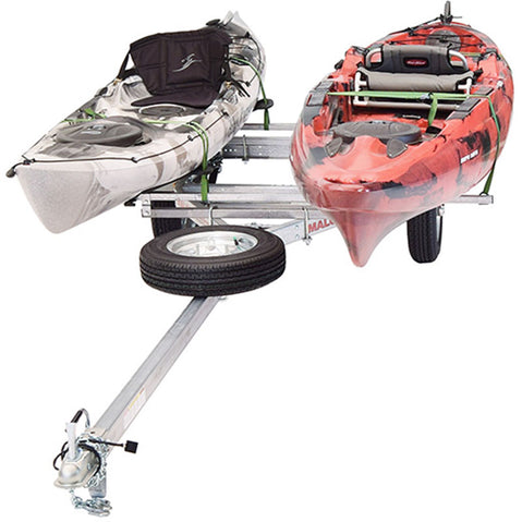 Malone MicroSport LowBed 2-Boat MegaWing Kayak Trailer Package with kayak loaded top