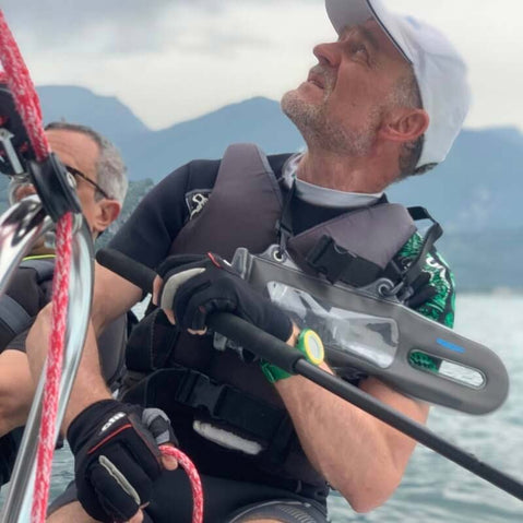 Aquapac VHF Pro Dry Case sailor using