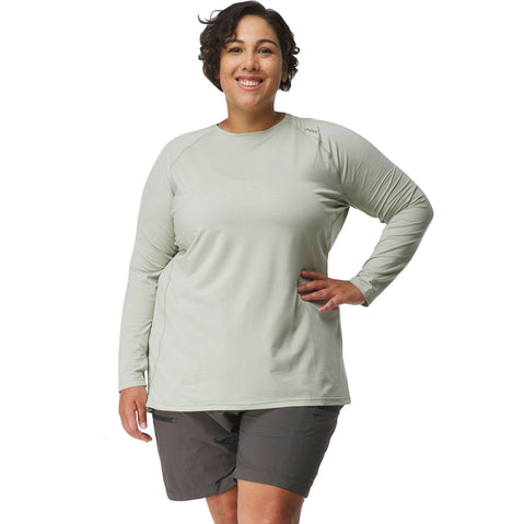 NRS Women's Silkweight Long-Sleeve Shirt in Desert Sage model front