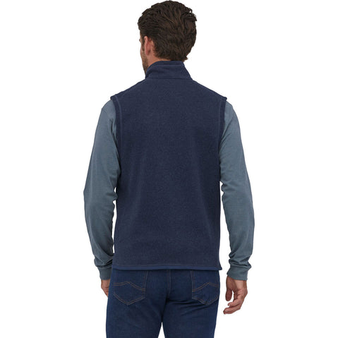Patagonia Men's Better Sweater Vest in New Navy model view back