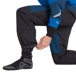 NRS Men's Foray Dry Suit in Blue model ankle