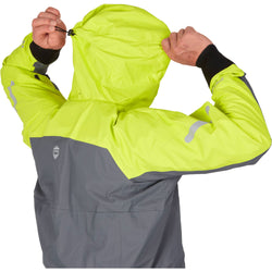 NRS Men's Riptide Paddling Jacket in Chartreuse/Gray model hood