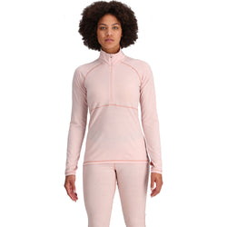 Outdoor Research Women's Alpine Onset Merino 150 Half Zip Shirt in Sienna Heather model view front