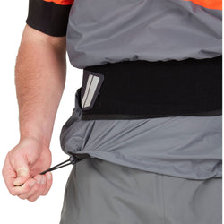 NRS Men's Stratos Shorty Semi-Dry Paddling Jacket in Flare model drawstring