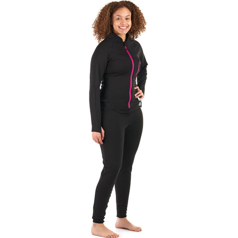 Level Six Women's Vesta Dry Suit Liner in Black model angle view