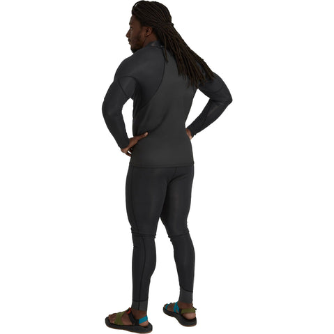 NRS Men's HydroSkin 1.0 Long Sleeve Shirt in Black/Graphite model back