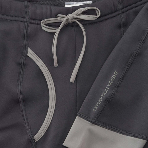 NRS Men's Expedition Weight Pants in Dark Shadow model drawstring detail