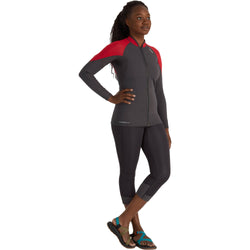 NRS Women's HydroSkin 0.5 Jacket in Graphite/Salsa model front