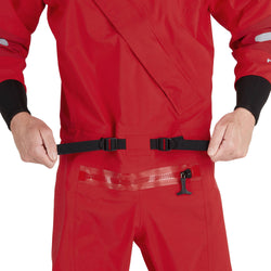 NRS Men's Foray Dry Suit in Red model waistbelt