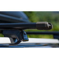 Yakima HD Bar Roof Rack Crossbars mounted on car side view
