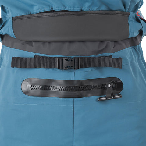 Level Six Men's Odin Dry Suit in Crater front relief zipper