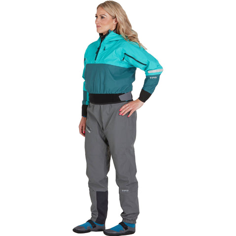 NRS Women's Freefall Dry Pants in Gray model front2