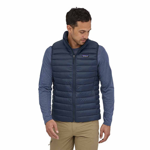 Patagonia Men's Down Sweater Vest in New Navy model front view