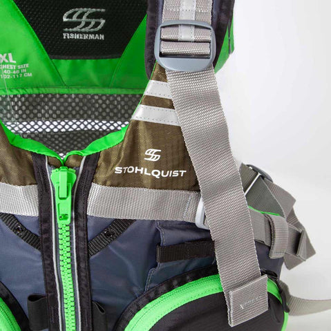 Stohlquist Fisherman Lifejacket (PFD) shoulder strap adjustment