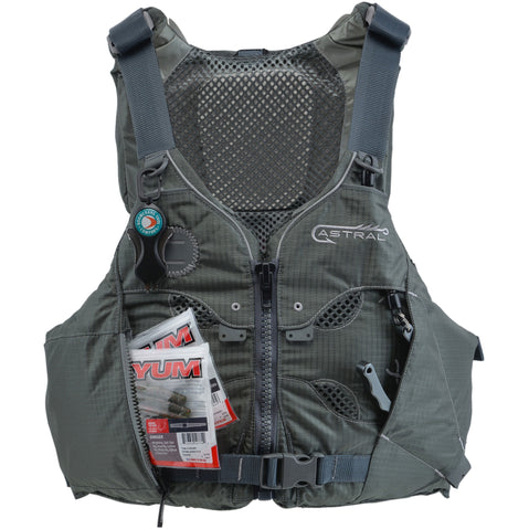 Astral V-Eight Fisher Lifejacket (PFD) in Pebble Gray pocket