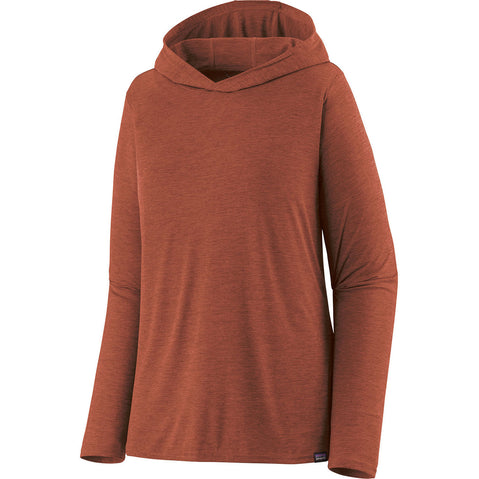 Patagonia Women's Capilene Cool Daily Hoody in Burl Red/Dark Burl Red X-Dye