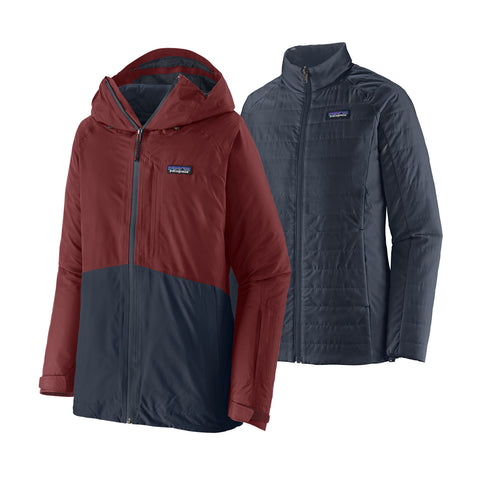 Patagonia Women's 3-in1 Powder Town Jacket in Sequoia Red set