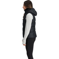 Outdoor Research Women's Coldfront Hooded Down Vest II in Black model view side