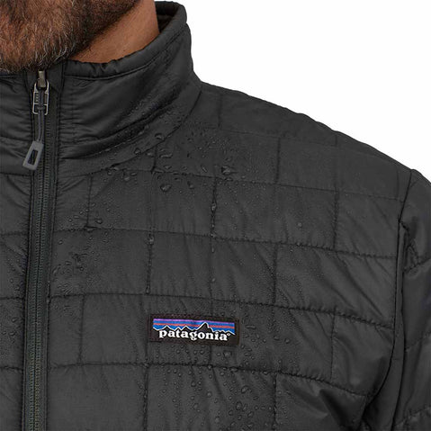 Patagonia Men's Nano Puff Jacket in Black model view logo