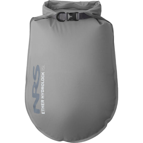 NRS Ether Hydrolock Dry Bag Stone Gray 15 Liter Front With Logo