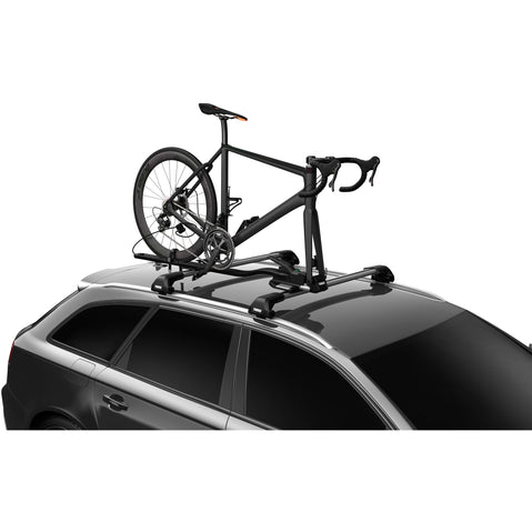 Thule TopRide Bike Roof Rack in Black with bikes loaded side