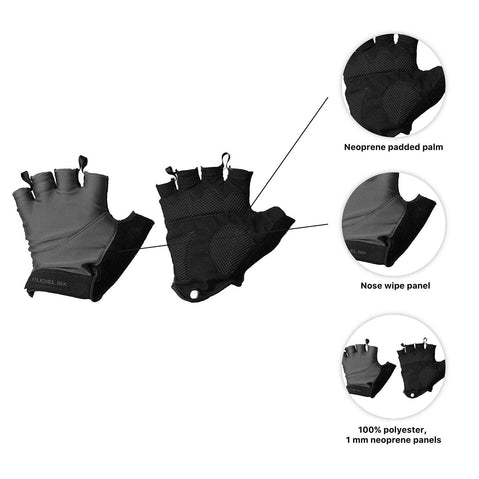 Level Six Cascade Half-Finger Paddling Gloves in Silver details