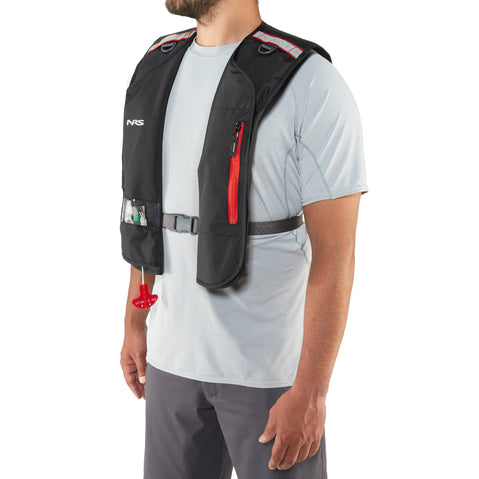 NRS Otto Matik Inflatable Lifejacket (PFD) in Black model angle