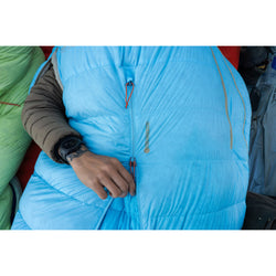 Therm-a-Rest Boost 650 20 Degree Down Sleeping Bag in Morning Blue lifestyle