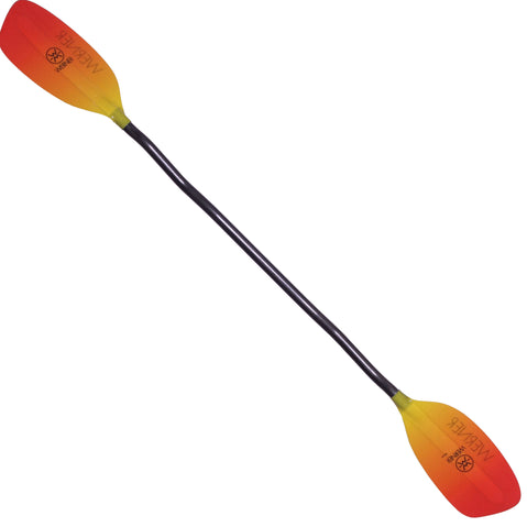Werner Player Fiberglass Bent Shaft Whitewater Kayak Paddle in Gradient Blaze angle