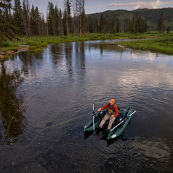 Outcast Fish Cat Panther Pontoon Boat in Green fishing