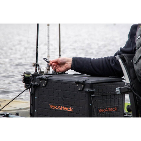 YakAttack TetherTube Rod Holder - Two Pack with fishing crate