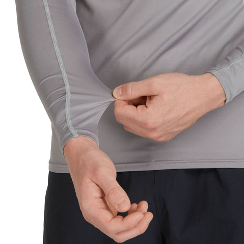 NRS Men's Rashguard Long Sleeve Shirt in Titanium model detail
