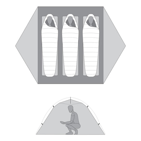 MSR Hubba Hubba LT 3 Person Backpacking Tent floorplan