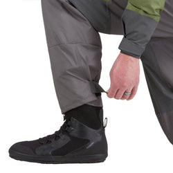 NRS Spyn Fishing Semi-Dry Suit in Olive model ankle