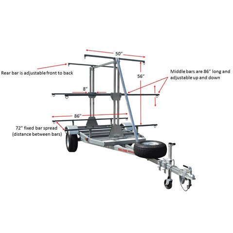 Malone MegaSport Outfitter 3 Tier Kayak Trailer details