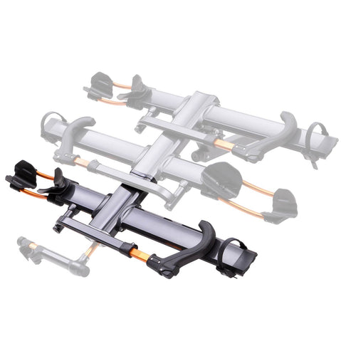 Kuat NV 2.0 1 Bike Add-On Hitch Rack in Gray Metallic/Orange Anodize with trays dropped (grayed out)