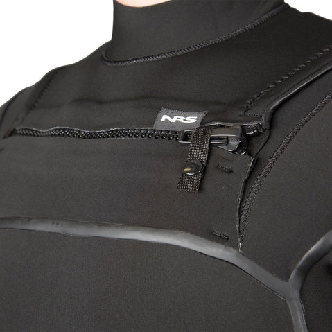 NRS Men's Radiant 4/3 Wetsuit in Black chest