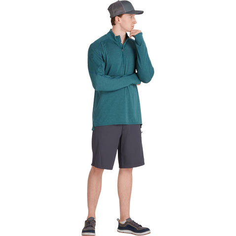 NRS Men's Silkweight Baja Sun Shirt in Mediterranea model front