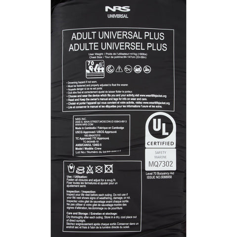 NRS Crew Universal Lifejacket (PFD) Plus_UL