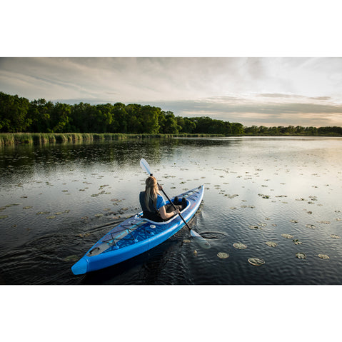 Advanced Elements AirVolution Inflatable Kayak in Blue/Gray in use back view