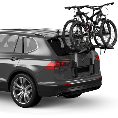 Thule OutWay Platform 2 Bike Trunk Rack Silver/Black with bikes loaded top
